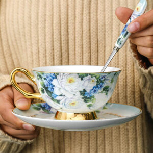 TSB18BB002 5 Violett Teetasse und Untertasse-Set Knochenporzellan