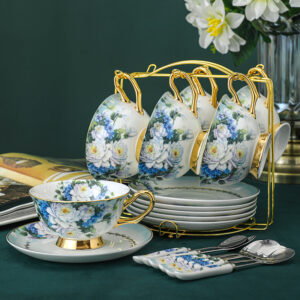 TSB18BB002 V4 Violett Teetasse und Untertasse-Set Knochenporzellan