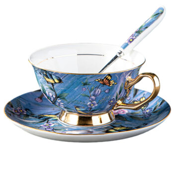 blue bird tea cup and saucer set