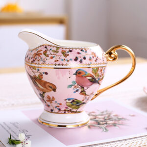 TSB19BB011 4 Pinkfarbener Vogel Zucker- und Sahnekännchen-Set Knochenporzellan