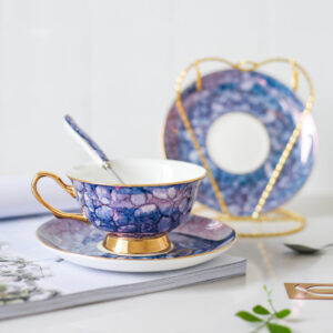 TSB19BB014 2 Luxuriöses Teetasse und Untertasse-Set Knochenporzellan