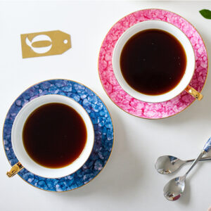TSB19BB014 5 Luxuriöses Teetasse und Untertasse-Set Knochenporzellan
