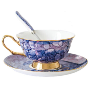Luxuriöses Teetasse und Untertasse-Set Knochenporzellan