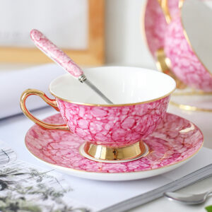 TSB19BB014 V2 Luxuriöses Teetasse und Untertasse-Set Knochenporzellan