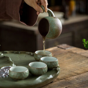 TSB1BB003 dd2 Lotus Japanisches Teeservice Gongfu Teeset raue Töpferei