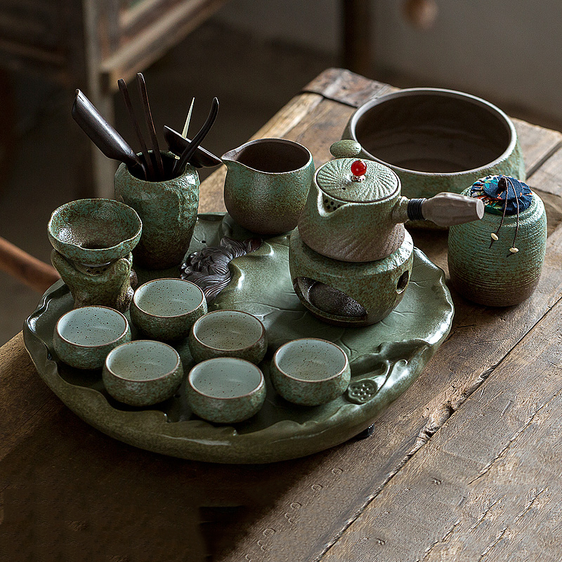 TSB1BB003 v13 Lotus Japanisches Teeservice Gongfu Teeset raue Töpferei