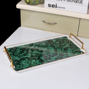 TSB21BB024 1 Luxuriöses grünes Tisch-Tablett Dekor mit Griffen