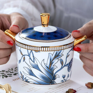 TSB23BB005 2 Yucca Sahnekännchen und Zuckerdose-Set Knochenporzellan