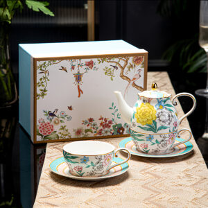 TSB24BB003 7 Milan Blumen Tee-für-eine-Person-Set Knochenporzellan