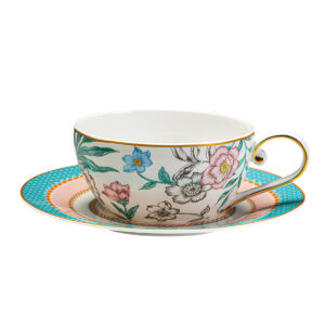 TSB24BB003 D1 2 Milan Blumen Tee-für-eine-Person-Set Knochenporzellan