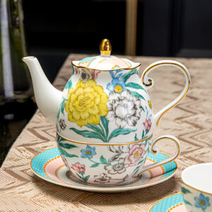 TSB24BB003 F Milan Blumen Tee-für-eine-Person-Set Knochenporzellan