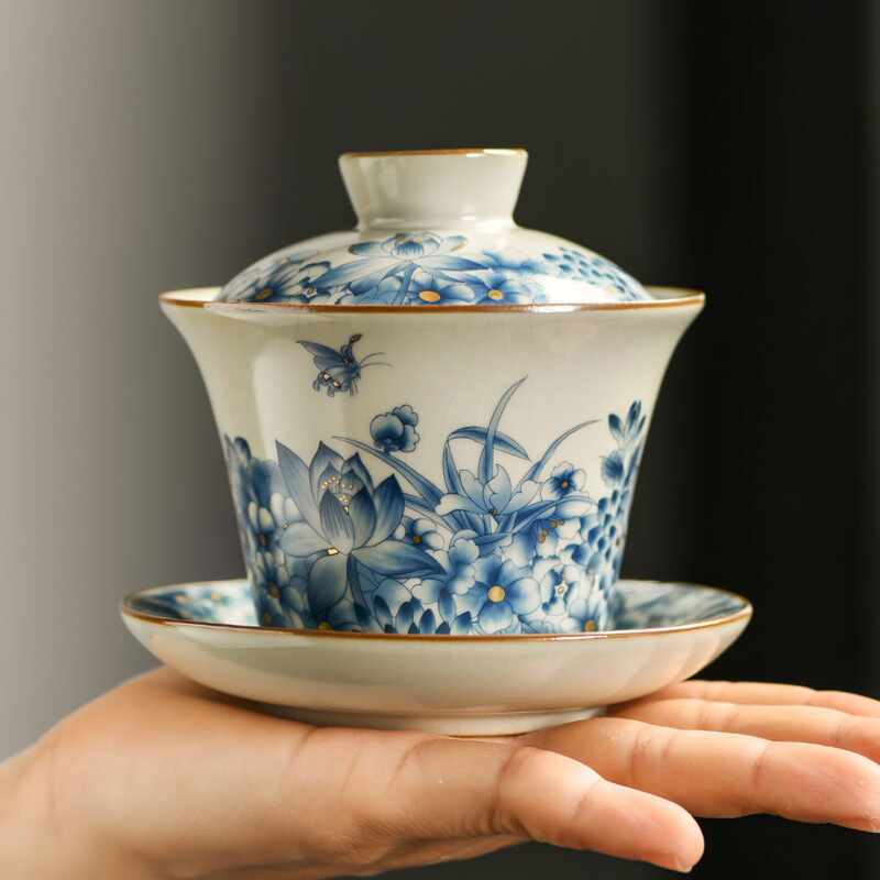 Schmetterling Chinesisches Teeservice Gongfu Teeset Porzellan – Bild 3