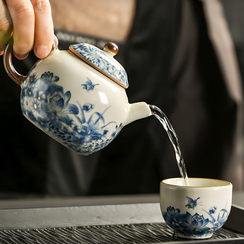 Schmetterling Chinesisches Teeservice Gongfu Teeset Porzellan – Bild 4