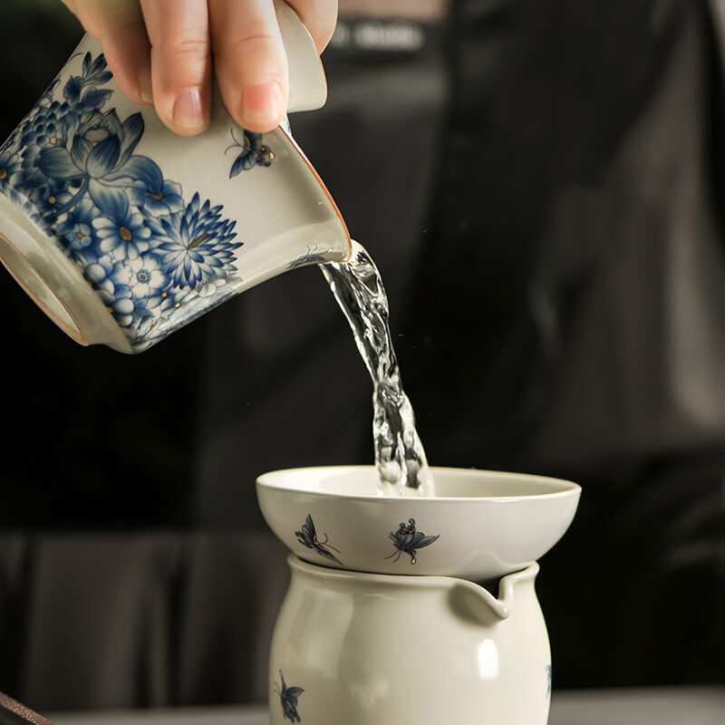Schmetterling Chinesisches Teeservice Gongfu Teeset Porzellan – Bild 5