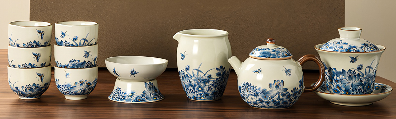 TSB24BB005 D1 Schmetterling Chinesisches Teeservice Gongfu Teeset Porzellan