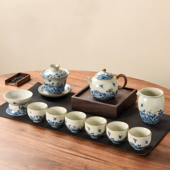 Schmetterling Chinesisches Teeservice Gongfu Teeset Porzellan