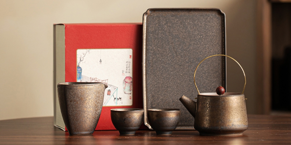 TSB24BB006 D1 Vintage Japanisches Service Gongfu Teeset Keramik