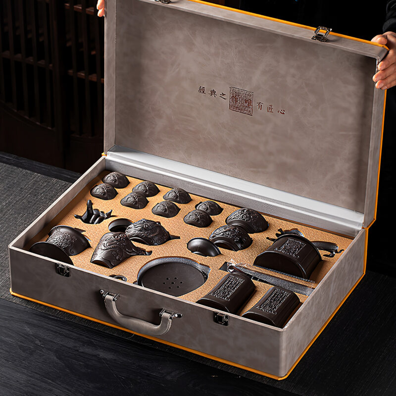 Luxuriöses Chinesisches Teeservice Yixing Drachen Teeset Purpurton – Bild 3