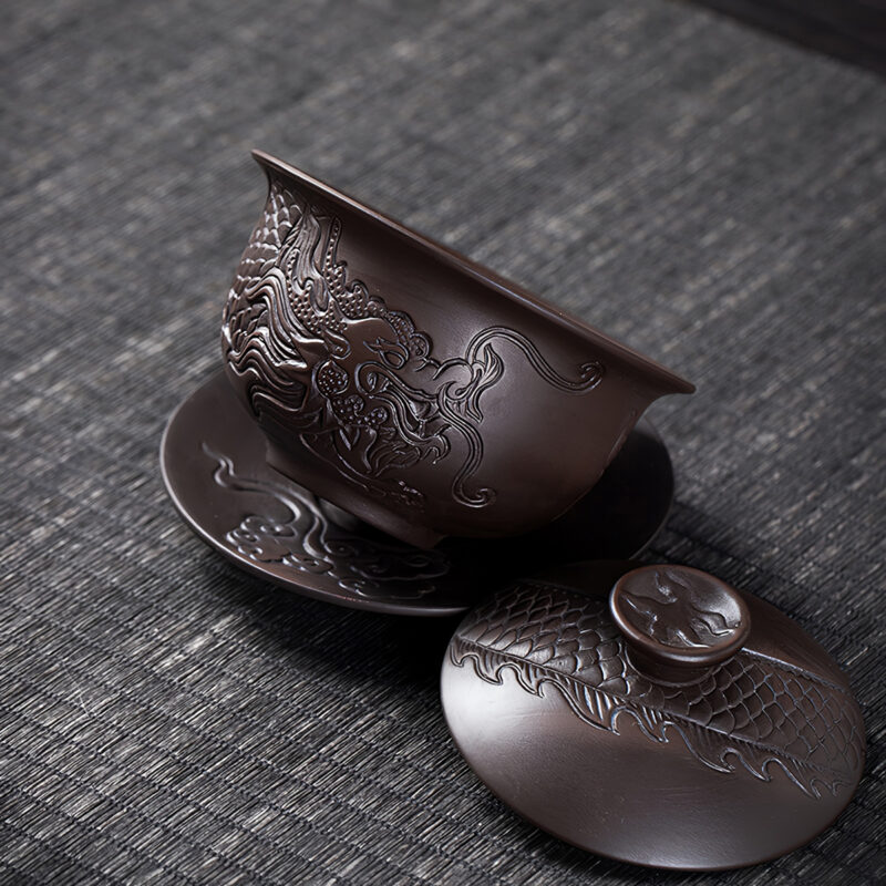Luxuriöses Chinesisches Teeservice Yixing Drachen Teeset Purpurton – Bild 8