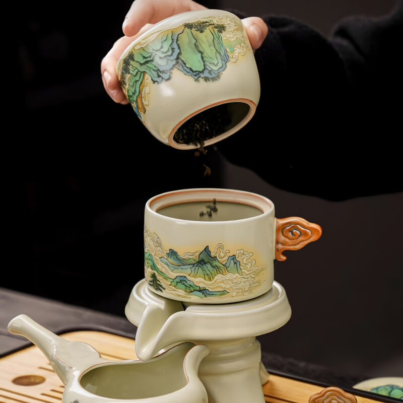 Berge Faules Chinesisches Teeservice Kung Fu Teeset mit Tablett – Bild 4