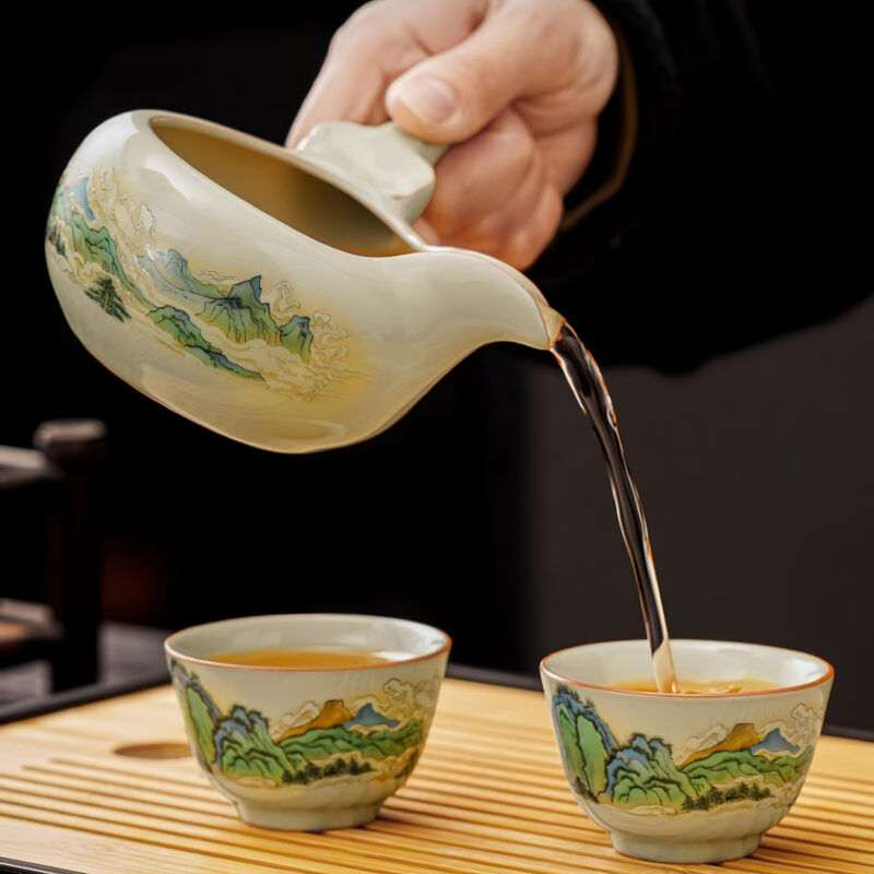 Berge Faules Chinesisches Teeservice Kung Fu Teeset mit Tablett – Bild 6