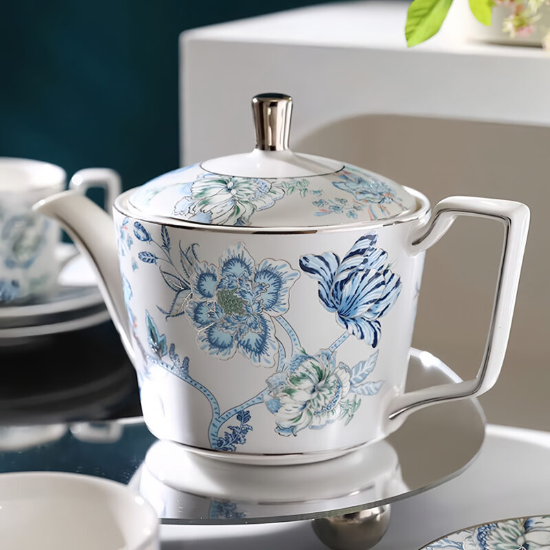 Blumen Teeservice Teekanne und Tasse Set Porzellan – Bild 3
