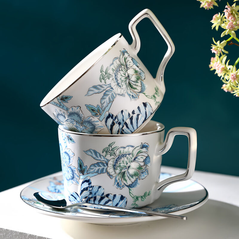 Blumen Teeservice Teekanne und Tasse Set Porzellan – Bild 6