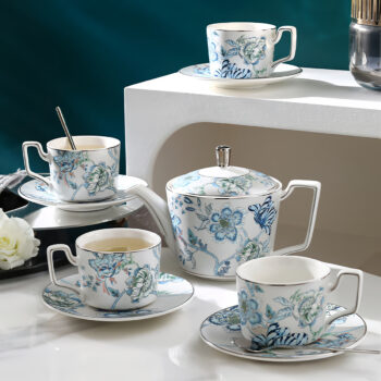 Blumen Teeservice Teekanne und Tasse Set Porzellan