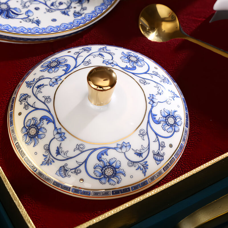 Blau und Weiß Teeservice Nachmittagstee-Set Porzellan – Bild 3