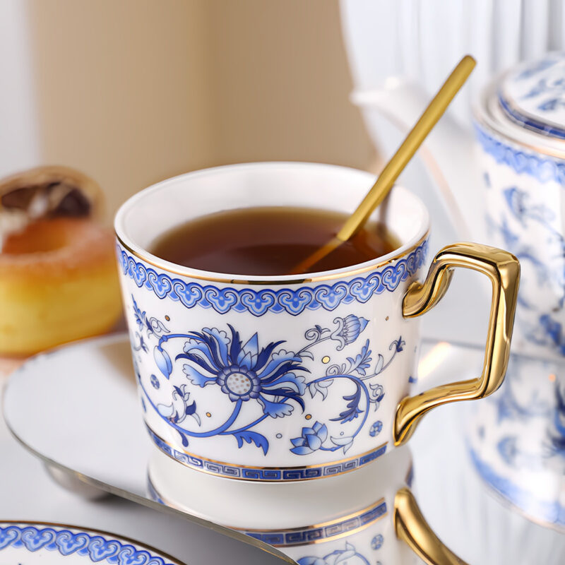 Blau und Weiß Teeservice Nachmittagstee-Set Porzellan – Bild 6