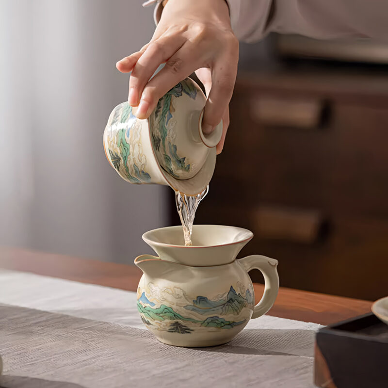 Berge Chinesischer Teeservice Gongfu Teeset Porzellan – Bild 7