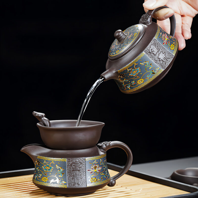 Fugui Chinesisches Teeservice Yixing Teeset Purpurton – Bild 2