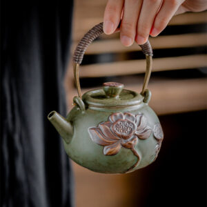 TSB26BB002 D2 Grüner Lotus Japanisches Teeservice mit Tablett Töpferei