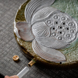 TSB26BB002 D3 Grüner Lotus Japanisches Teeservice mit Tablett Töpferei