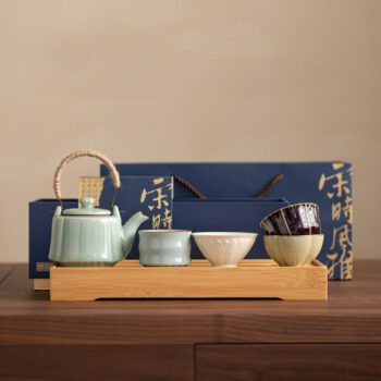 Vintage Chinesisches Teeservice mit Tablett Keramik