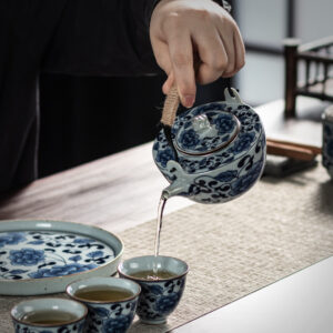 TSB26BB007 3 Klassisches Japanisches Teeservice mit Tablett Blau und Weiß