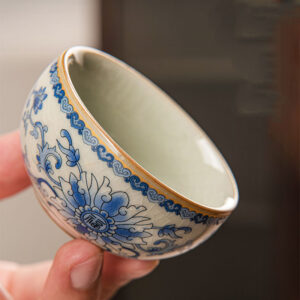 TSB26BB009 D3 Vintage Chinesisches Teeservice mit Tablett Blau und Weiß
