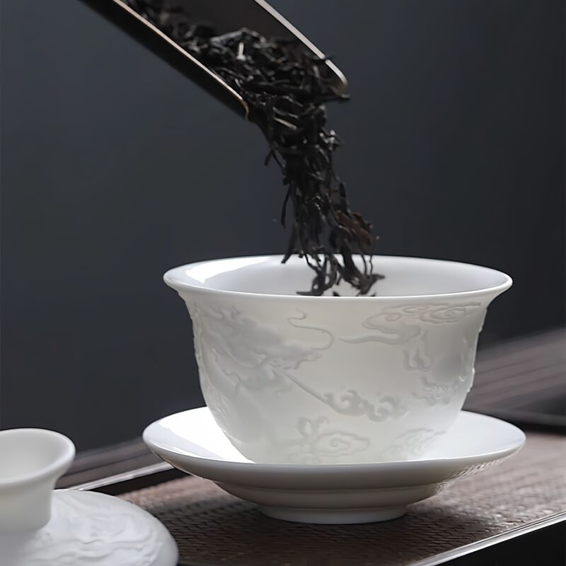 Drachenrelief Chinesisches Teeservice Gongfu Teeset Porzellan – Bild 3