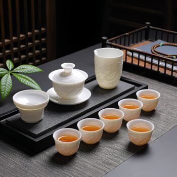 Drachenrelief Chinesisches Teeservice Gongfu Teeset Porzellan