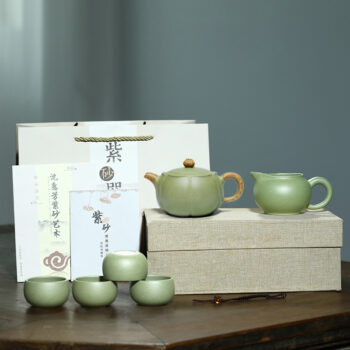 Handgefertigtes Chinesisches Teeservice Yixing Teeset Grün Zisha