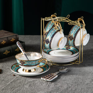TSB2BB014 VV3 Böhmisches Teetasse und Untertasse-Set Knochenporzellan