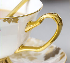 TSB2BB016 D2 Goldblatt Teetasse und Untertasse-Set Knochenporzellan