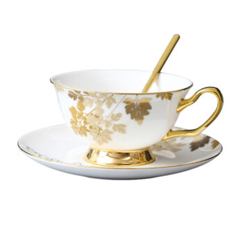 Goldblatt Teetasse und Untertasse-Set Knochenporzellan