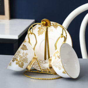 TSB2BB016 VV2 Goldblatt Teetasse und Untertasse-Set Knochenporzellan