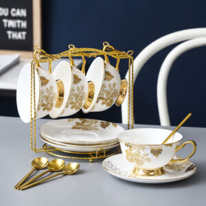 TSB2BB016 VV3 Goldblatt Teetasse und Untertasse-Set Knochenporzellan