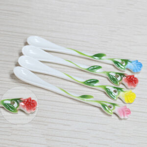 TSB3BB001 8 Kreative Rosen Kaffeetasse mit Löffel Knochenporzellan