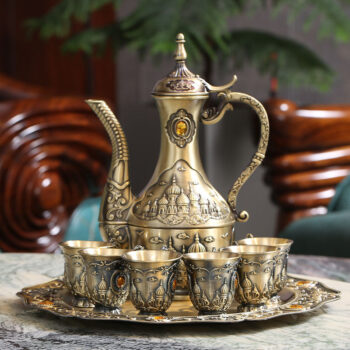 Vintage Türkisches Teeset mit Tablett Metall
