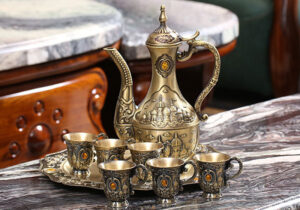 TSB8BB005 D1 Vintage Türkisches Teeset mit Tablett Metall
